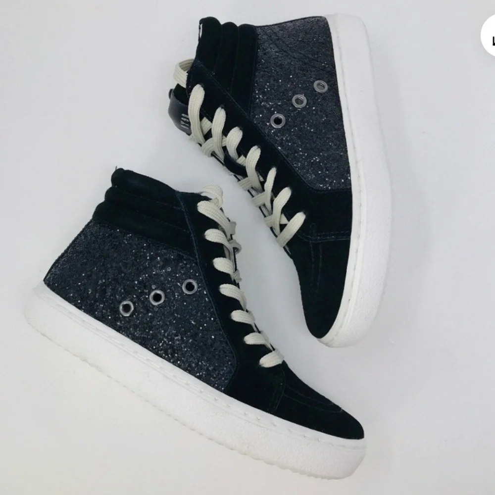 Steve Madden Serena Black sequin Hi top sneaker, 8. CB2164 - Picture 9 of 9
